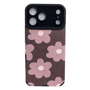 iPhone Phone Case Vertical Grain PU Leather Dasies Floral